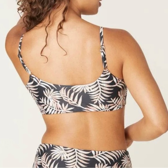 Andie Swim Faherty Women's The Maui Bikini Top Size XL Black Tropical Palm Print - Picture 2 of 9